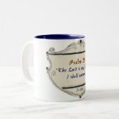 Bible Psalm 23:1 Shield Coffee Mug Tweekleurige Koffiemok (Voorkant links)