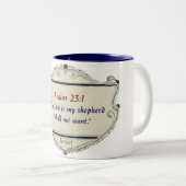 Bible Psalm 23:1 Shield Coffee Mug Tweekleurige Koffiemok (Voorkant rechts)