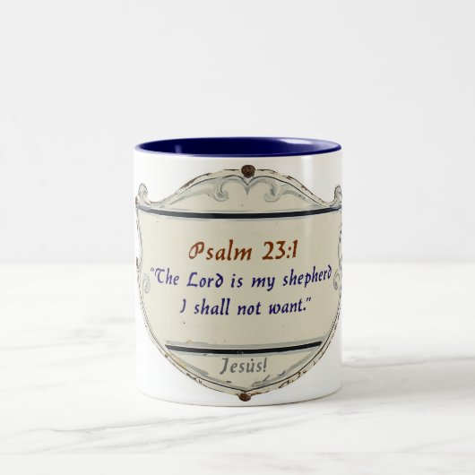 Bible Psalm 23:1 Shield Coffee Mug Tweekleurige Koffiemok (Center)