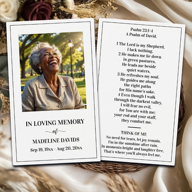 Bible Psalm Memorial Photo Prayer Card Visitekaartje (Creator heeft geüpload)