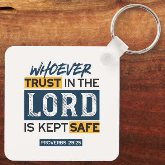 Bible Quote Art - Proverbs 29:25 Trust in God Sleutelhanger (Achterkant)