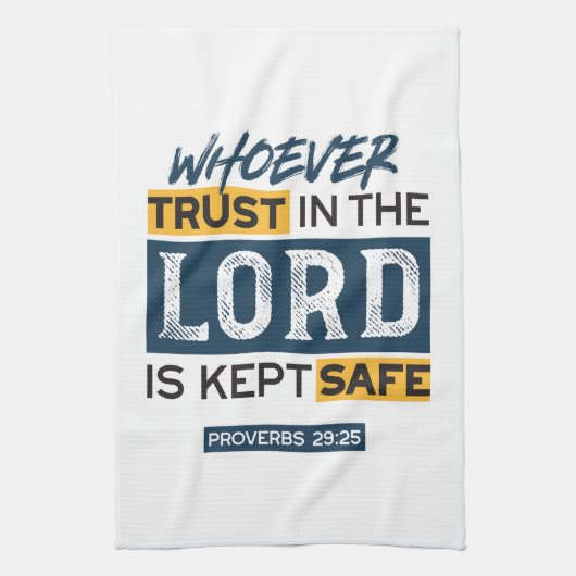 Bible Quote Art - Proverbs 29:25 Trust in God Theedoek (Verticaal)