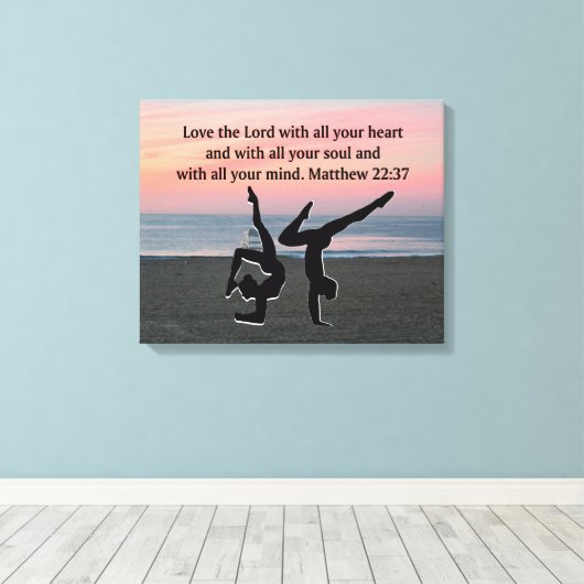 BIBLE QUOTE GYMNASTICS DESIGN CANVAS AFDRUK (Insitu (Houten vloer))