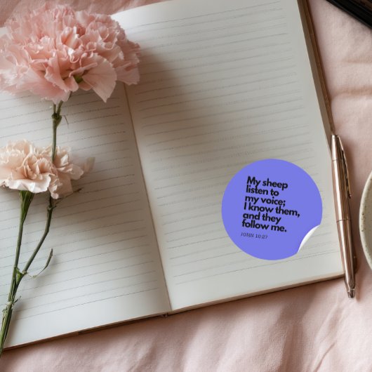 Bible Quotes: John 10:27, Gospel Verse #3 Ronde Sticker