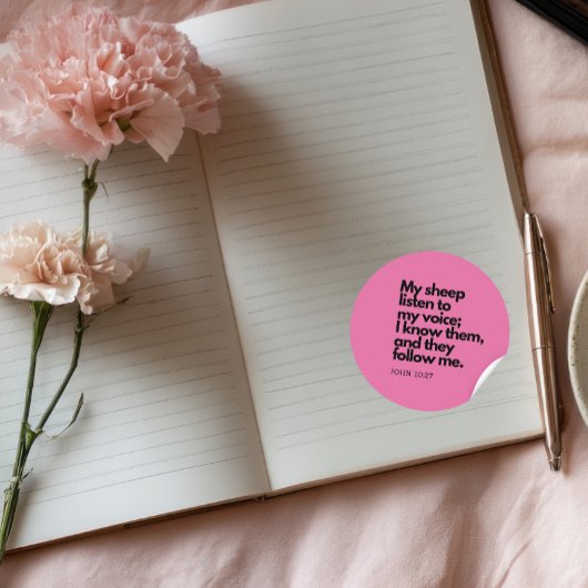 Bible Quotes: John 10:27, Gospel Verse #4 Ronde Sticker