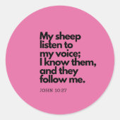 Bible Quotes: John 10:27, Gospel Verse #4 Ronde Sticker (Voorkant)