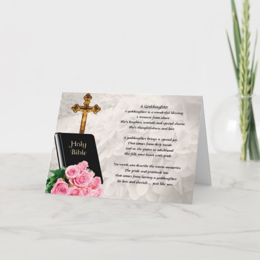 Bible & Roses Goddaughter Poem Greeting Card Kaart (Voorkant)