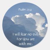 Bible Scripture Psalm 23:4 Fear No Evil... Ronde Sticker (Voorkant)