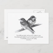 BIBLE TEKST: ZEPHANIAH: VOGELS IN PENCIL BRIEFKAART (Voorkant / Achterkant)