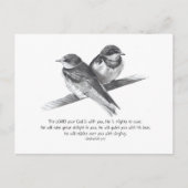 BIBLE TEKST: ZEPHANIAH: VOGELS IN PENCIL BRIEFKAART (Voorkant)