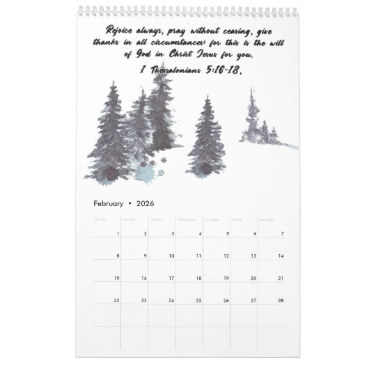 Bible Verse 2026 Wall Calendar Kalender (Feb 2026)