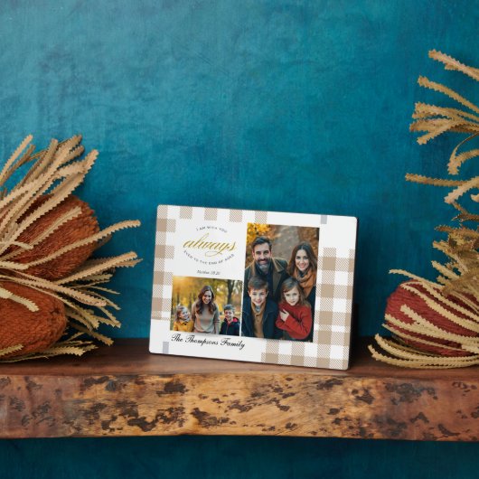 Bible Verse Beige Family Photo Collage Scripture Fotoplaat (Zijkant)