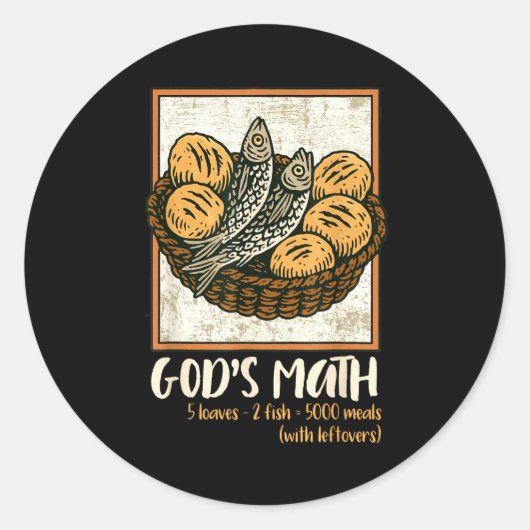 Bible Verse Christian Jesus Fishes &amp; Loaves Go Ronde Sticker (Voorkant)