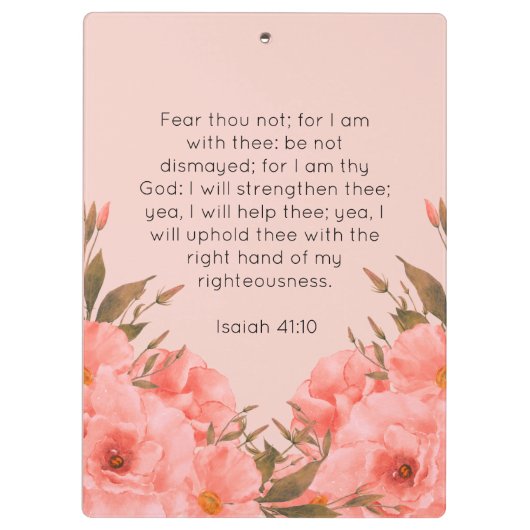 Bible Verse Clipboard | Pink Floral Design Klembord (Achterkant)