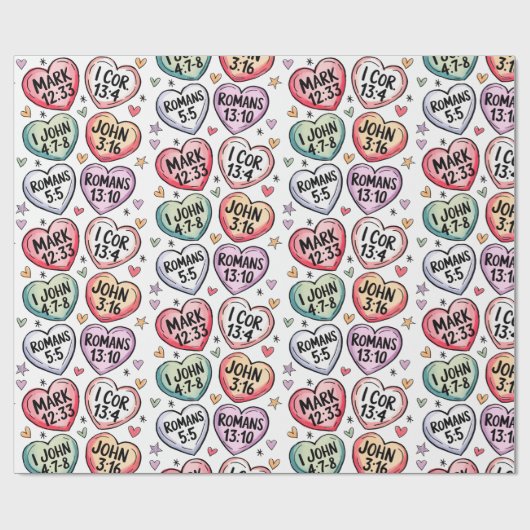 Bible Verse Cute Hearts Christmas  Cadeaupapier (Vlak)