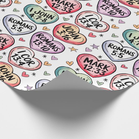 Bible Verse Cute Hearts Christmas  Cadeaupapier (Hoek)