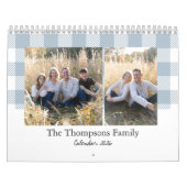 Bible Verse Dusty Blue Buffalo Plaid Family Photo Kalender (Hoes)