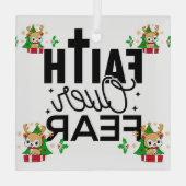 Bible Ver'se 'FAITH'' Reindeer Brown Glas Ornament (Achterkant)