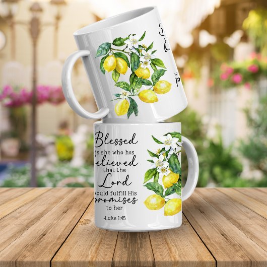 Bible Verse Floral Lemon Mug Koffiemok