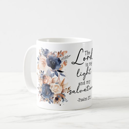 Bible Verse Floral Psalms Coffee Mug Koffiemok (Voorkant links)