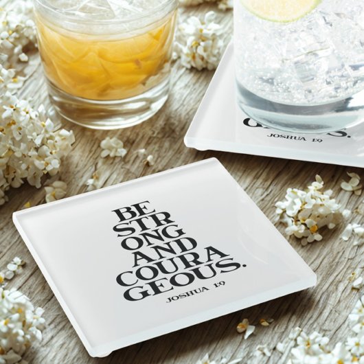 Bible verse Joshua  Glazen Onderzetter