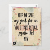 Bible Verse Kaart - Inspiratie uit Psalm 16:1 (Voorkant / Achterkant)