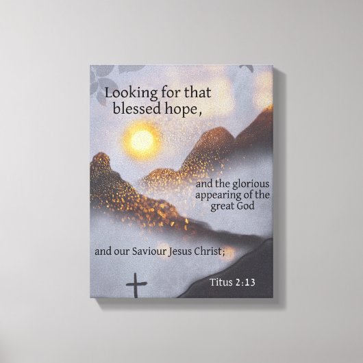 Bible Verse Mountain Sun Bokeh Canvas Afdruk (Voorkant)
