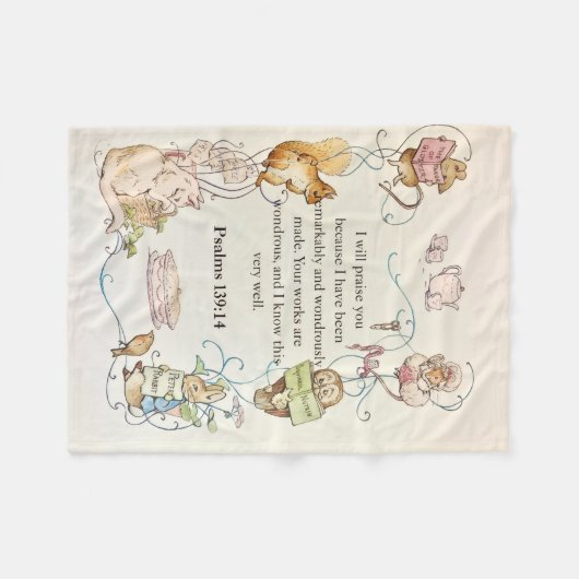 Bible verse nursery animals fleece blanket (Voorkant (Horizontaal))