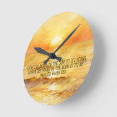 Bible Verse Personalized Sunrise Ocean Wall Clock Ronde Klok (Hoek)