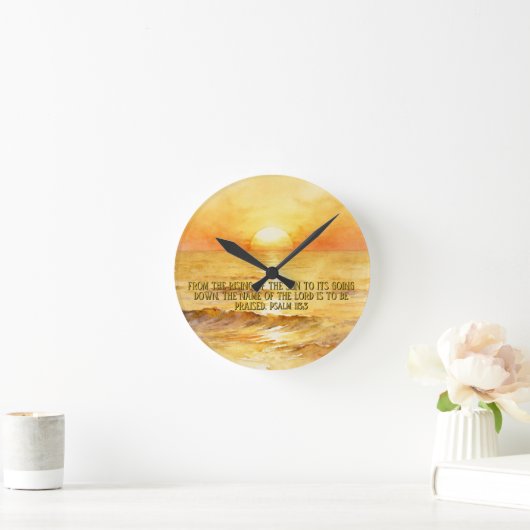 Bible Verse Personalized Sunrise Ocean Wall Clock Ronde Klok (Huis)