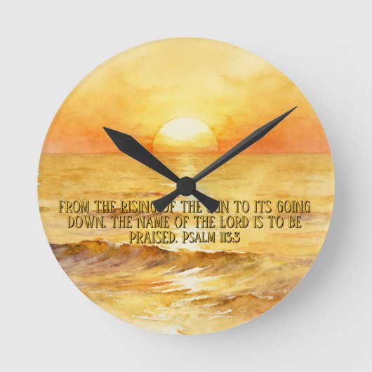 Bible Verse Personalized Sunrise Ocean Wall Clock Ronde Klok (Voorkant)