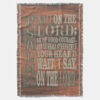 Bible Verse Psalm 27;14 Wood Topped Wall Tapestry Deken