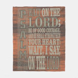 Bible Verse Psalm 27;14 Wood Topped Wall Tapestry Fleece Deken