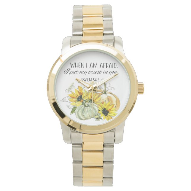 Bible Verse Psalm Sunflower Watch Horloge (Voorkant)