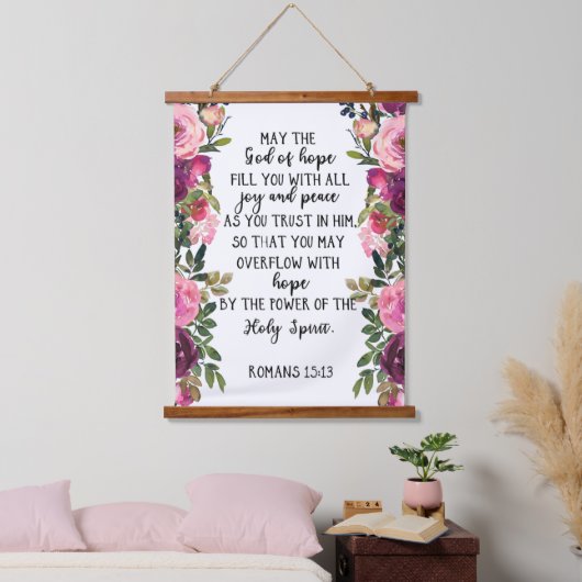 Bible verse Purple Plum Floral Wall Hangend Wandkleed (Slaapkamer)