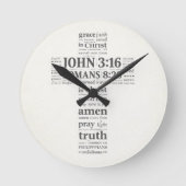 Bible Verse Reference Cross Wall Art Ronde Klok (Voorkant)