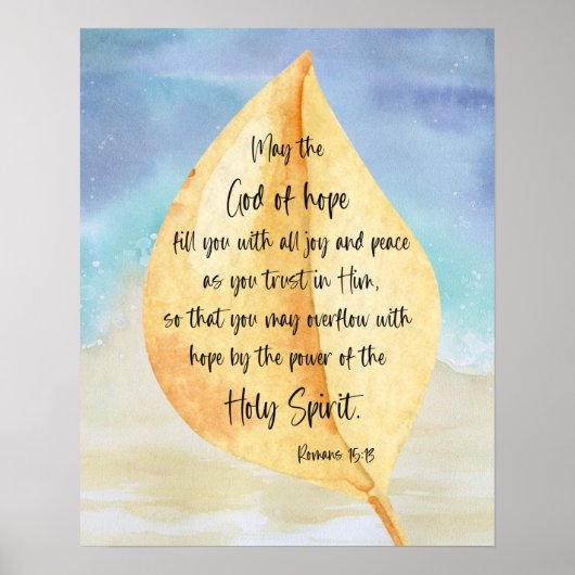 Bible verse Romans Yellow Blue Poster (Voorkant)