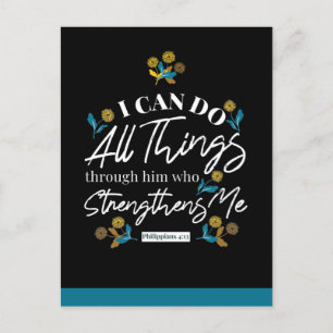 bible verse typografie floral art black ver briefkaart