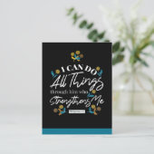 bible verse typografie floral art black ver briefkaart (Staand voorkant)
