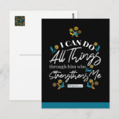 bible verse typografie floral art black ver briefkaart (Voorkant / Achterkant)