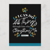 bible verse typografie floral art black ver briefkaart (Voorkant)