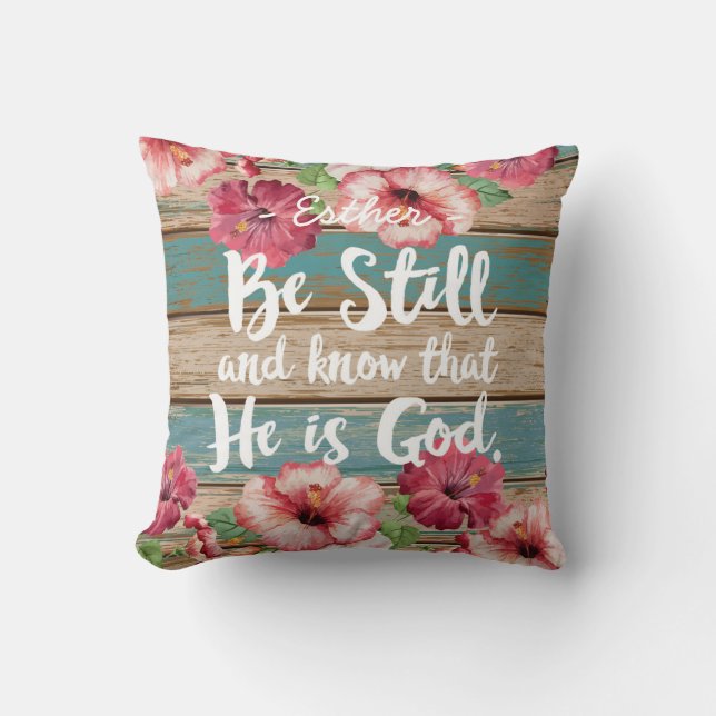 Bible Verse Waterverf Floral Pillow Cushion Kussen (Voorkant)
