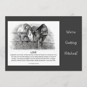 BIBLE VERSE: WEDDING INVITE: HORSES, PENCIL KAART