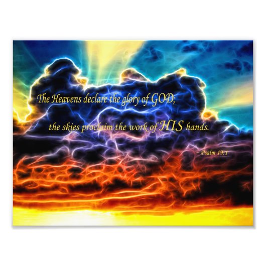 Biblical Electrified Cumulus Clouds Skyscape Foto Afdruk (Voorkant)