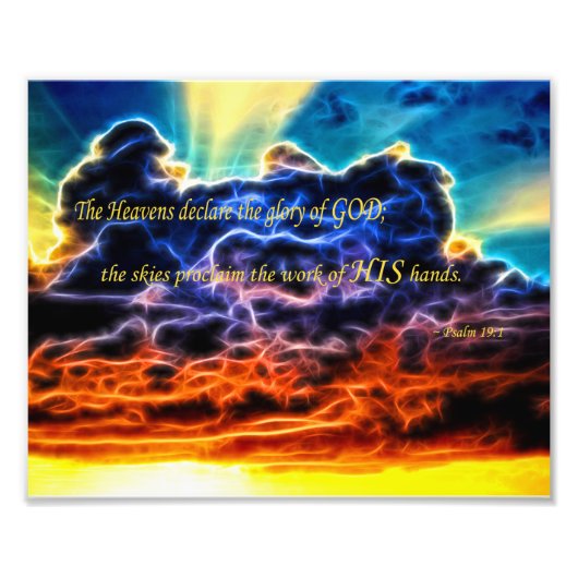 Biblical Electrified Cumulus Clouds Skyscape Foto Afdruk (Voorkant)