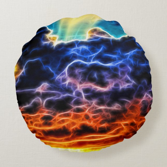 Biblical Electrified Cumulus Clouds Skyscape Rond Kussen (Achterkant)
