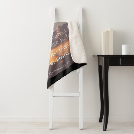 Biblical Passage Sunset PERSONALIZED Blanket Sherpa Deken (In situ)