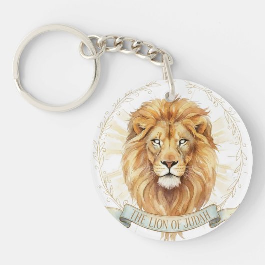 Biblical WatercolorAcrylic Keychain Lion of Judah  (Voorkant)