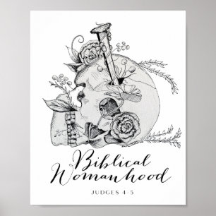 Biblical Womanhood Skull - Jael en de Tent Peg Poster
