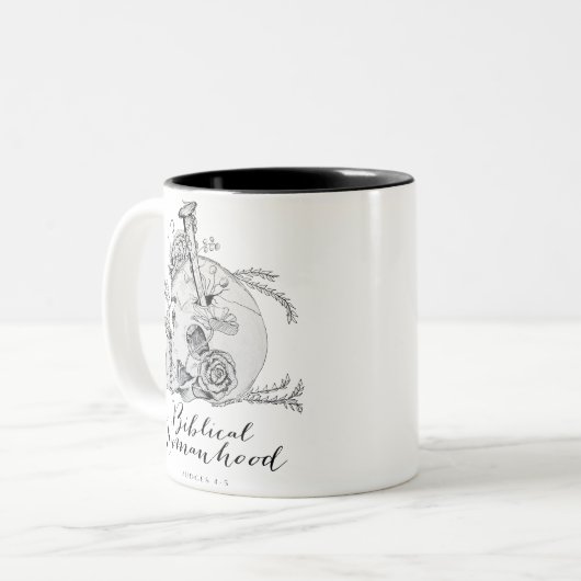 Biblical Womanhood Skull - Jael en de Tent Peg Tweekleurige Koffiemok (Voorkant links)